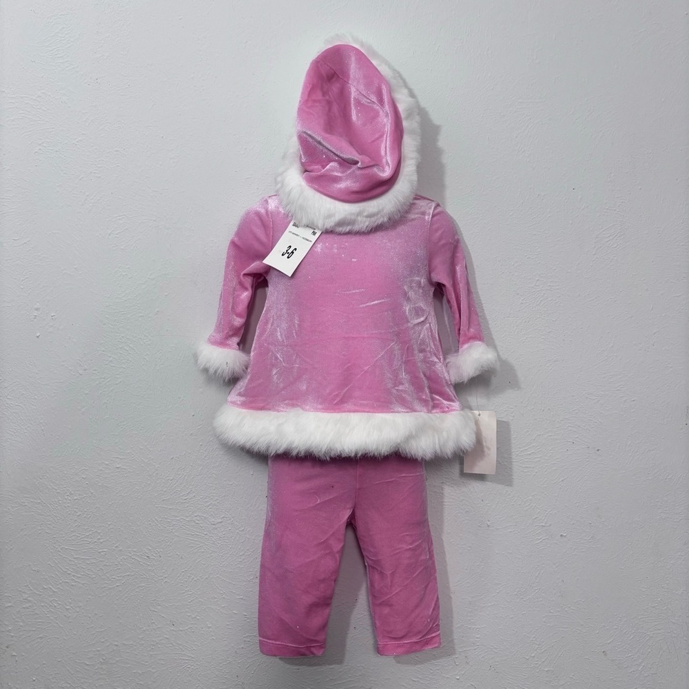 Baby Bonnie Jean Glittery Christmas 2 pc suit w/ Hat size 3/6 months New